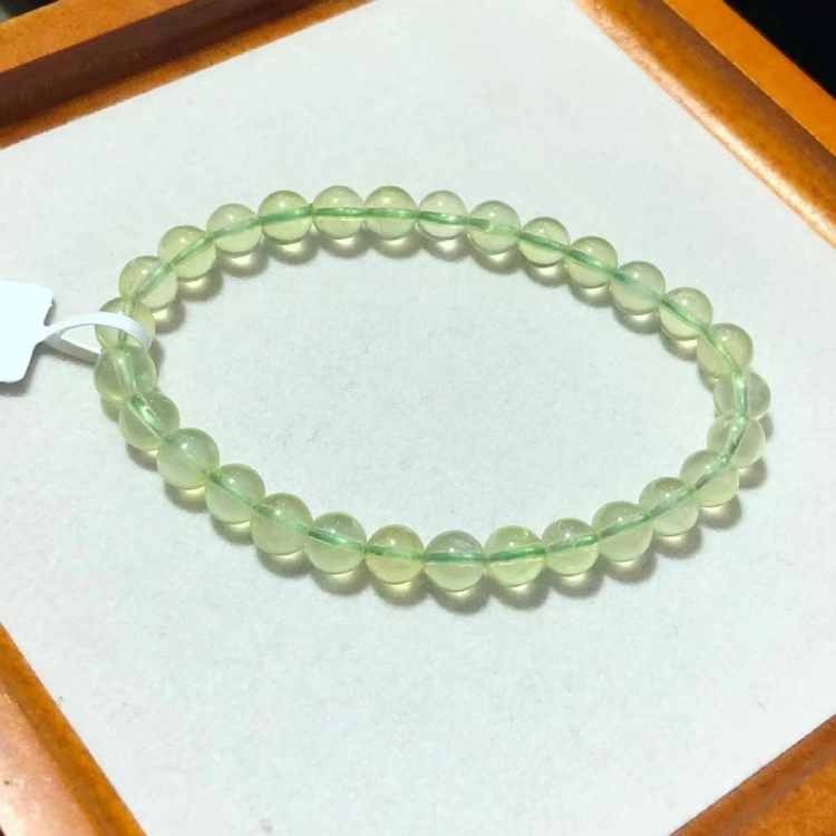 Natural Green Prehnite Bracelet - Healing Gemstone for Calm & Clarity 6.5mm