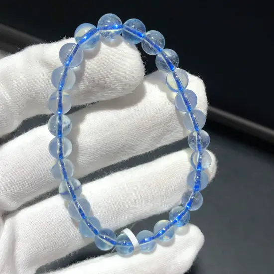 High-Purity Natural Blue Rutilated Quartz Bracelet (Blue Needle Quartz) 7.2mm