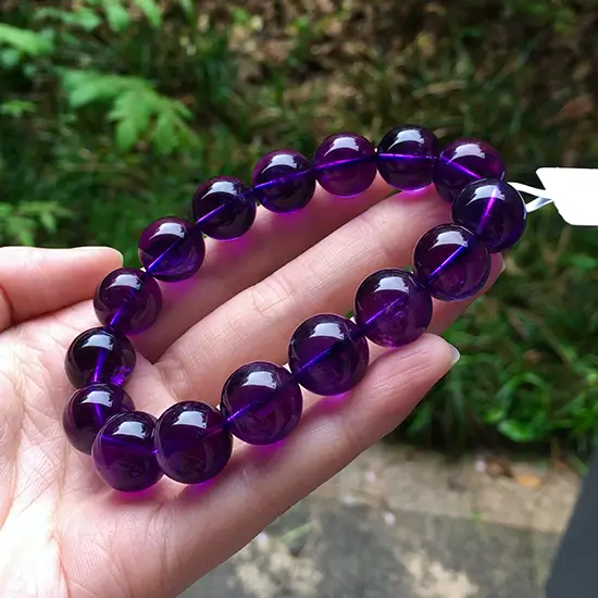 Deep Purple Uruguay Amethyst Bracelet - High Clarity & Intense Color 12mm