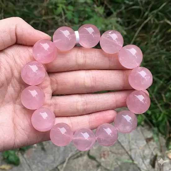 High-Purity Natural Rose Quartz Bracelet - Soft Pink 16mm