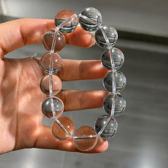 Premium Natural Clear Quartz Bracelet (Rock Crystal) - High Transparency 16mm